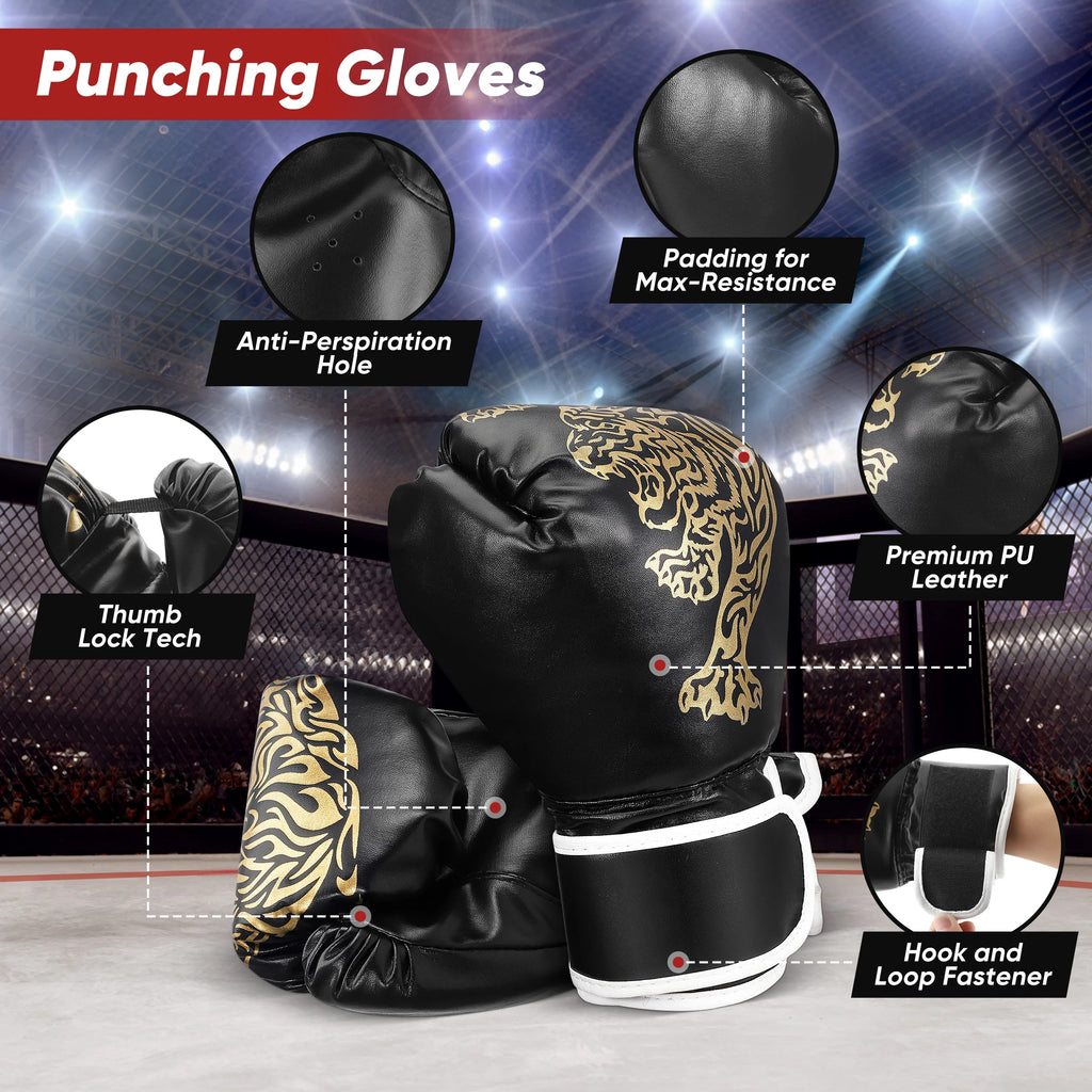 Punching Bag for Adults 4FT PU Heavy Boxing Bag Set Hanging Boxing Kit W/ Gloves, Red