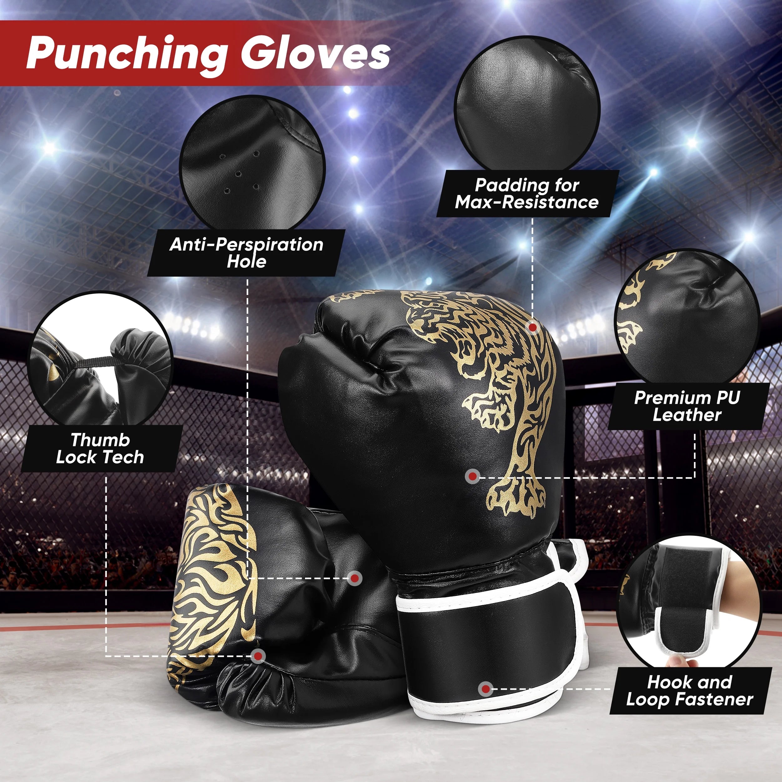 Punching Bag for Adults 4FT PU Heavy Boxing Bag Set Hanging Boxing Kit W/ Gloves, Red