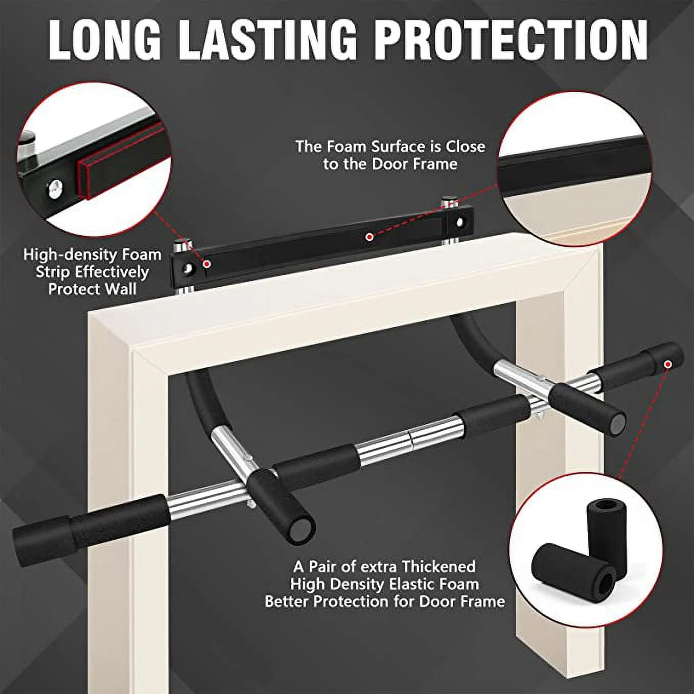 Pull up Bar for Doorway, No Screws Portable Chin up Bar Doorway, Strength Training Door Frame Pull-Up Bars, Hanging Bar for Exercise, Door Workout Bar with Foam Grips, Pullup Bars for Home