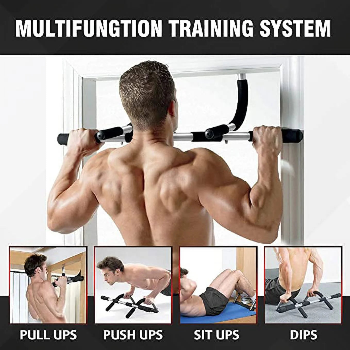 Pull up Bar for Doorway, No Screws Portable Chin up Bar Doorway, Strength Training Door Frame Pull-Up Bars, Hanging Bar for Exercise, Door Workout Bar with Foam Grips, Pullup Bars for Home