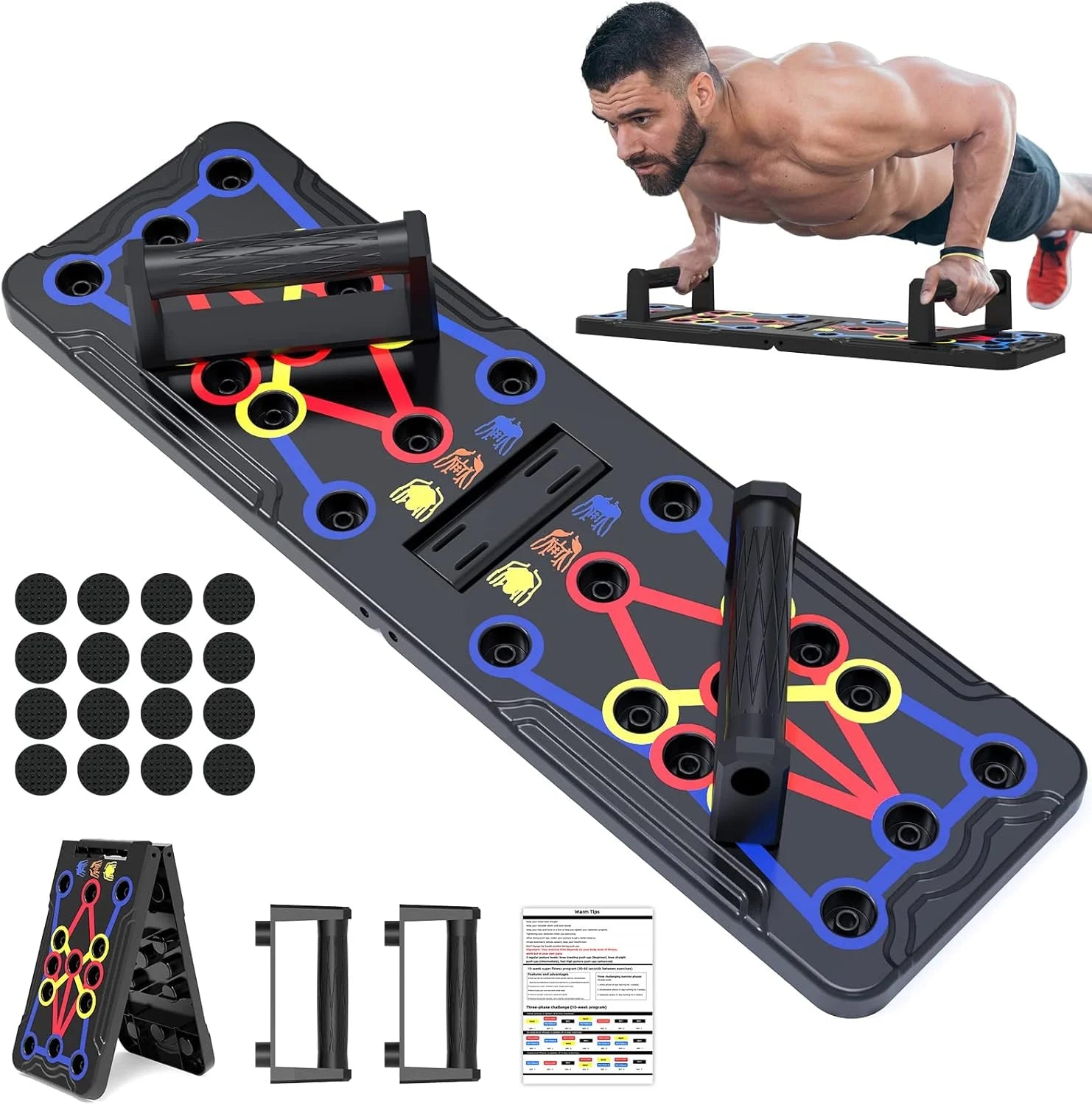 Push up Board 15 in 1 Home Workout Equipment Multi-Functional Pushup Stands System Fitness Floor Chest Muscle Exercise Professional Equipment Burn Fat Strength Training Arm Men & Women Weights