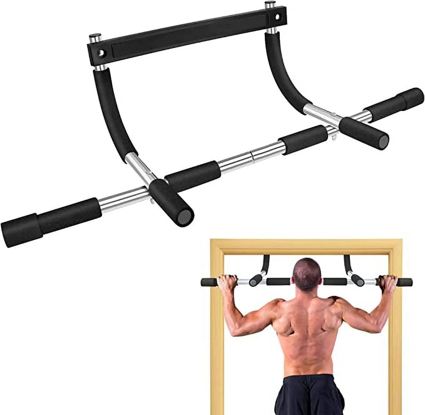 Pull up Bar for Doorway, No Screws Portable Chin up Bar Doorway, Strength Training Door Frame Pull-Up Bars, Hanging Bar for Exercise, Door Workout Bar with Foam Grips, Pullup Bars for Home